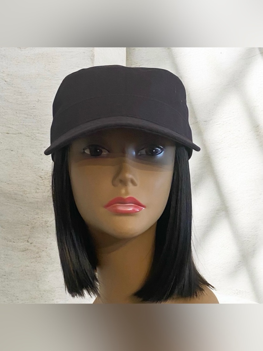 Men's Black Military-Style Cap - Unbranded